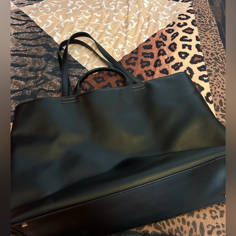 Free people black (fake) leather tote bag